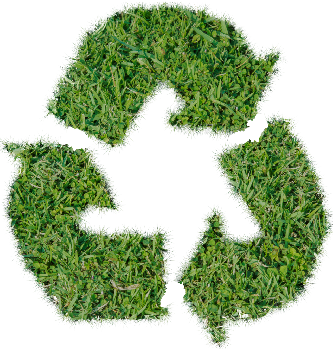 Ein Recycle-Symbol aus Gras als Zeichen für die Nachhaltigkeit
